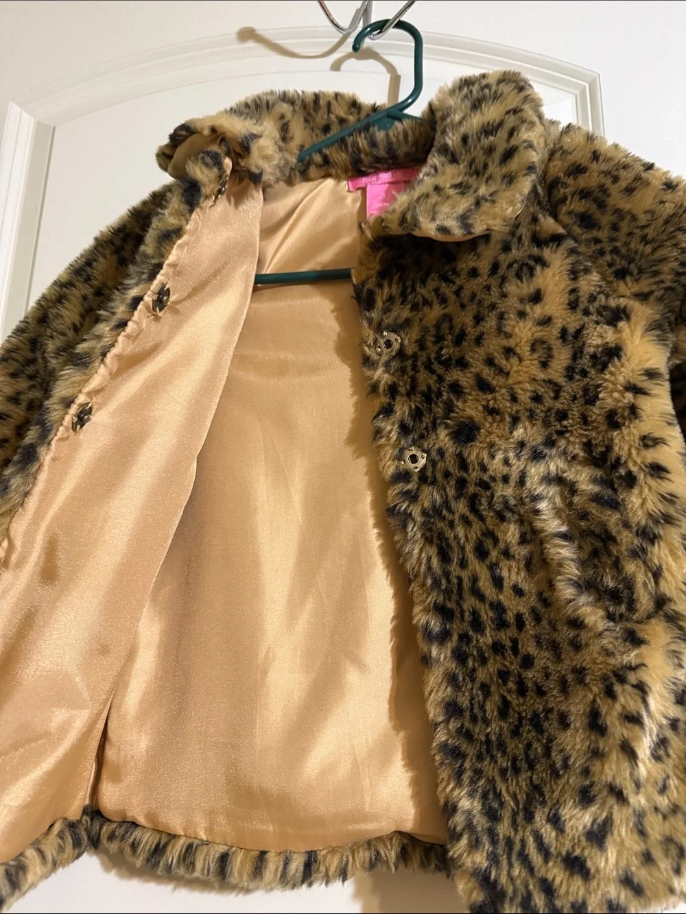 Isaac Mizrahi Girls' Leopard Print Faux Fur Coat - Brown. Size 4t